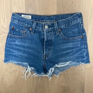 Levi's Blue Distressed Jean Shorts